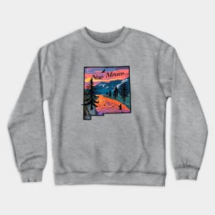 Fly Fishing New Mexico State Map Mountain Sunset River Retro Crewneck Sweatshirt